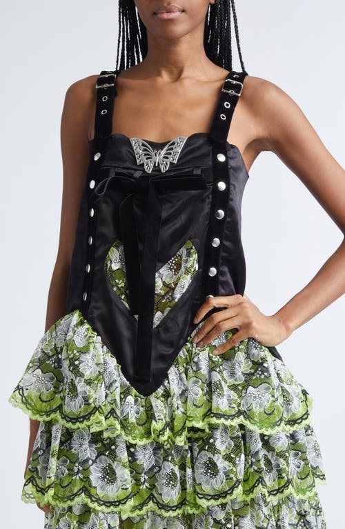 Chopova Lowena Nightie Satin & Lace Dress In Multi