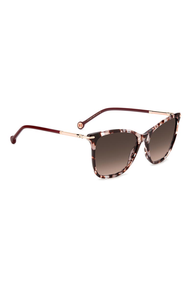 57mm Rectangular Gradient Sunglasses, Alternate, color, PINK HAVANA RED/ BROWN SF