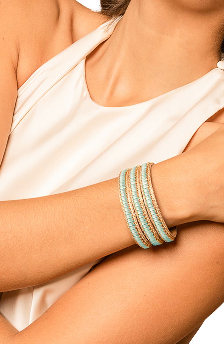 Deepa Gurnani Inari Glass Bead & Leather Bracelet, Alternate, color, 