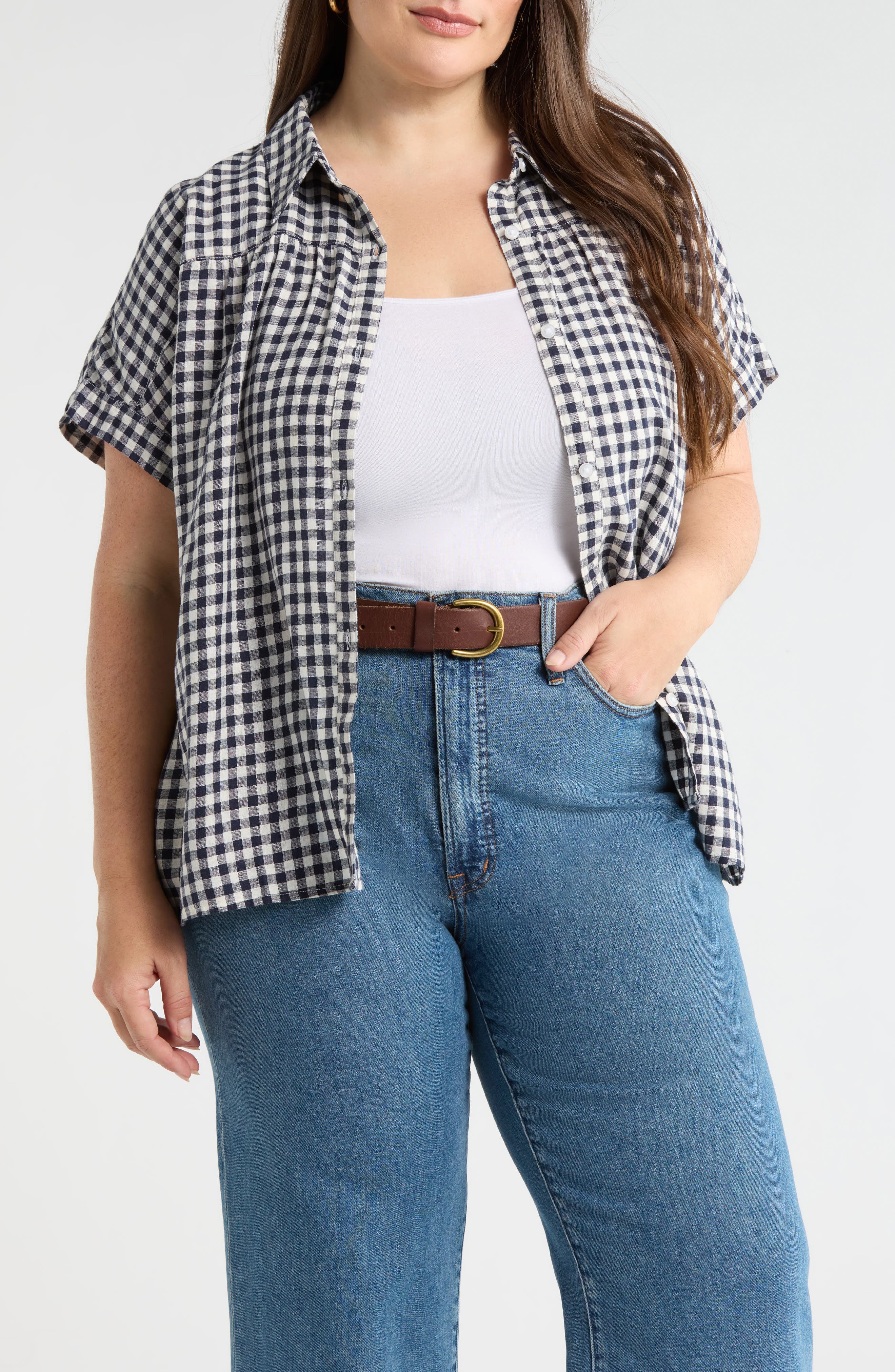 NAVY STILL IVORY GINGHAM