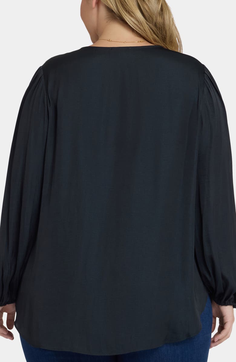 NYDJ Elsie Tie Neck Satin Top, Alternate, color, Black