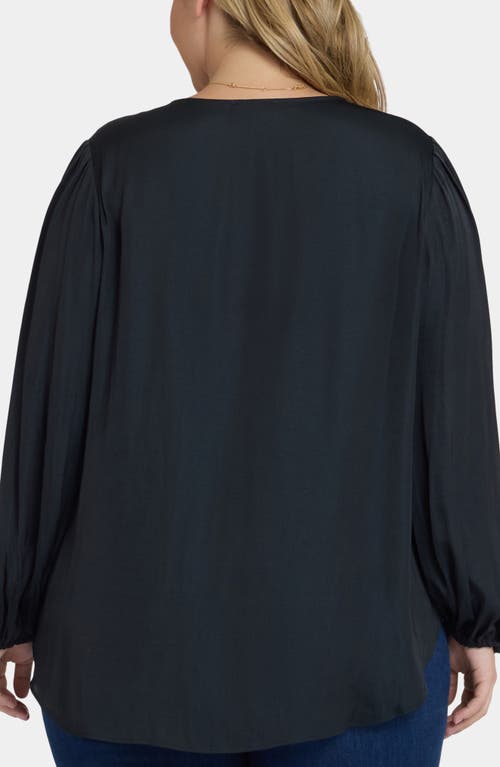 Nydj Elsie Tie Neck Satin Top In Black