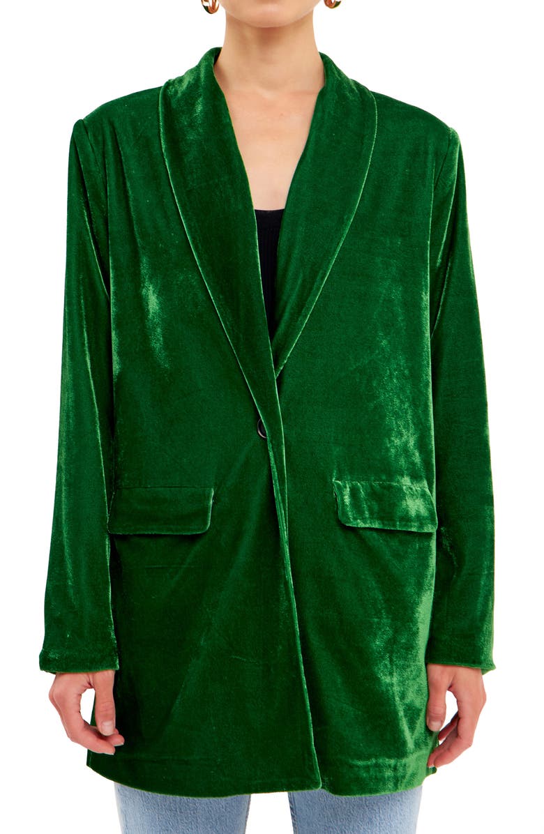 Endless Rose Velvet Blazer, Alternate, color, Light Green