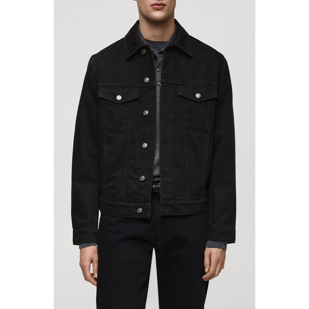 Mango Denim Jacket In Black
