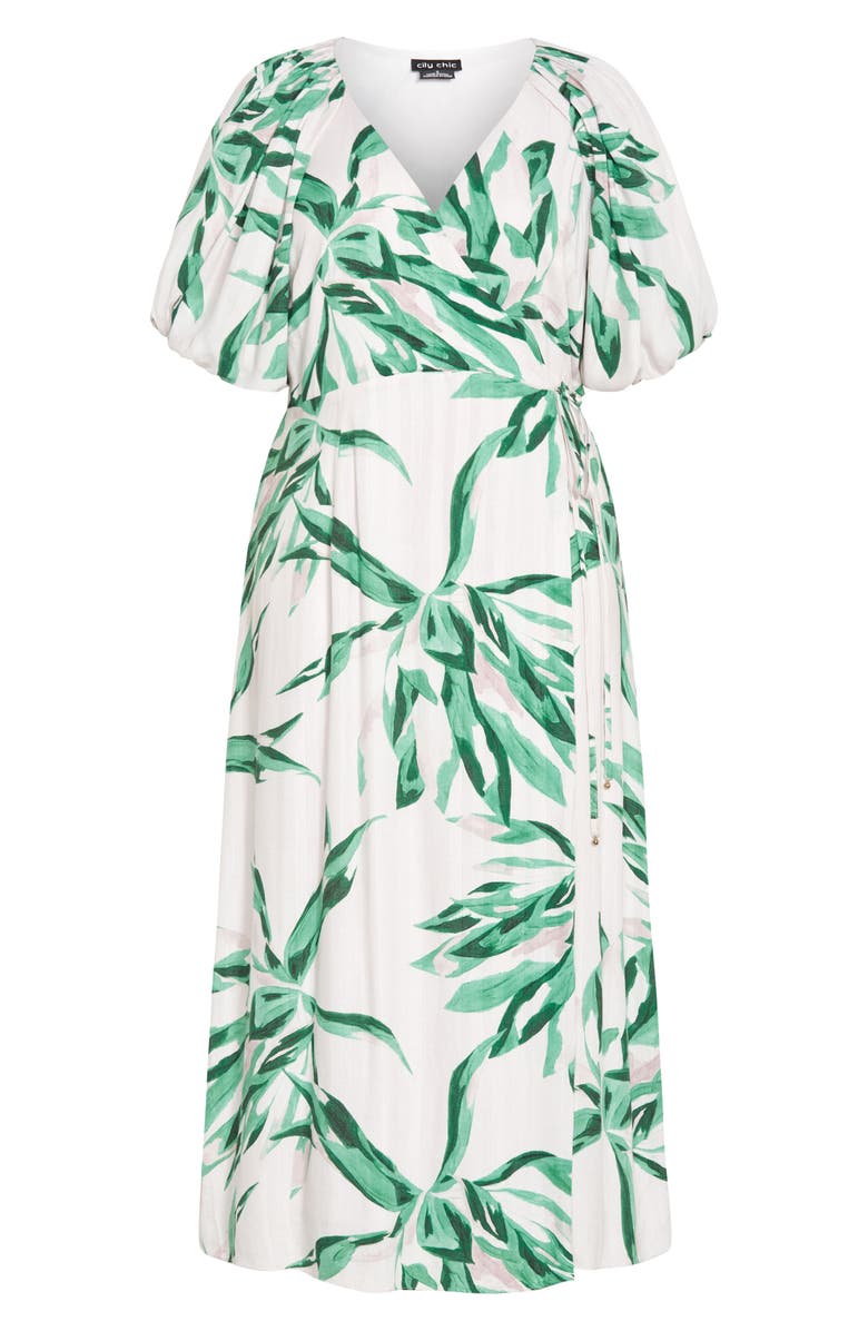 City Chic Leilani Leaf Print Maxi Dress, Alternate, color, 