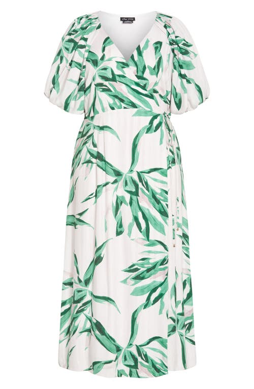 City Chic Leilani Leaf Print Maxi Dress In Kelly Floral