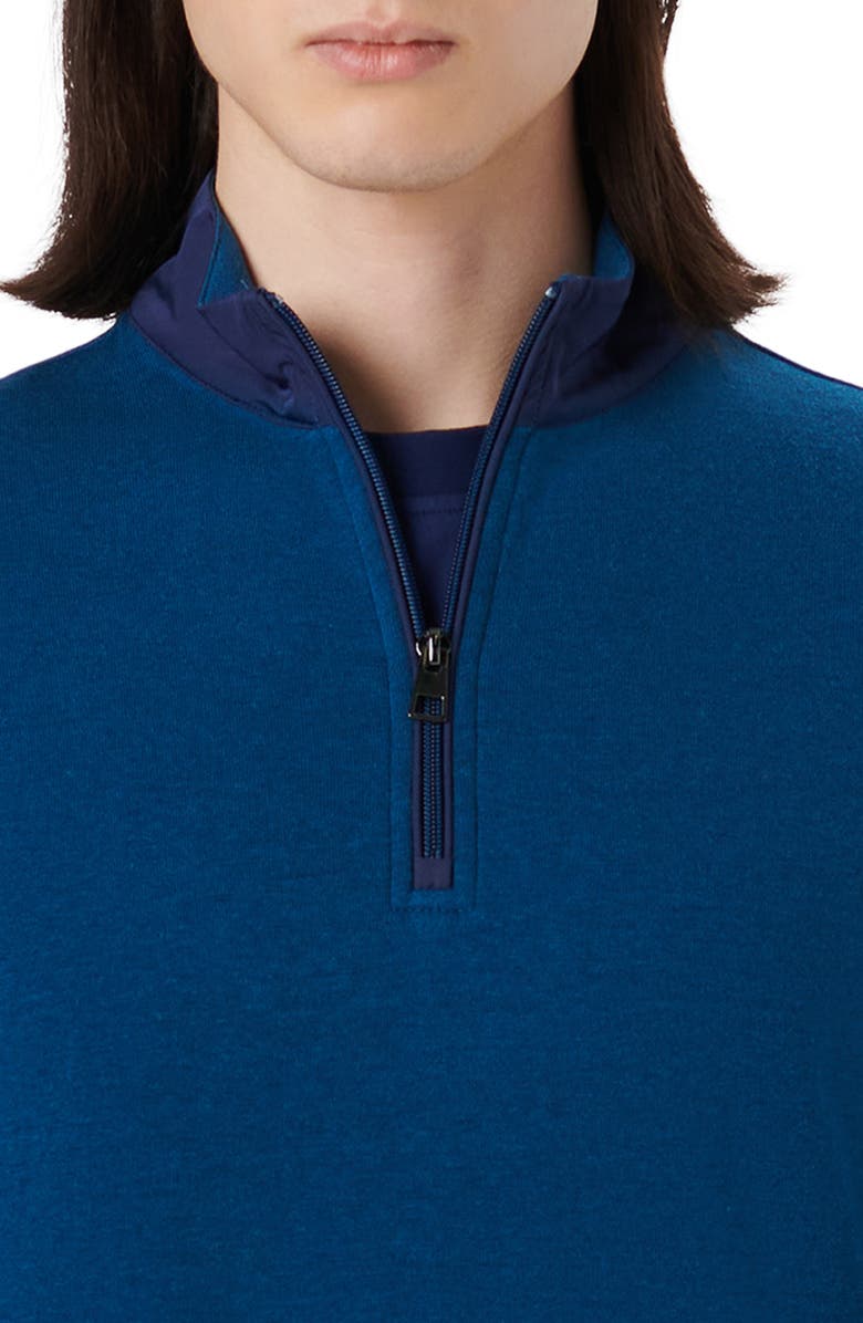 Bugatchi Mixed Media Quarter Zip Pullover, Alternate, color, Opal Blue