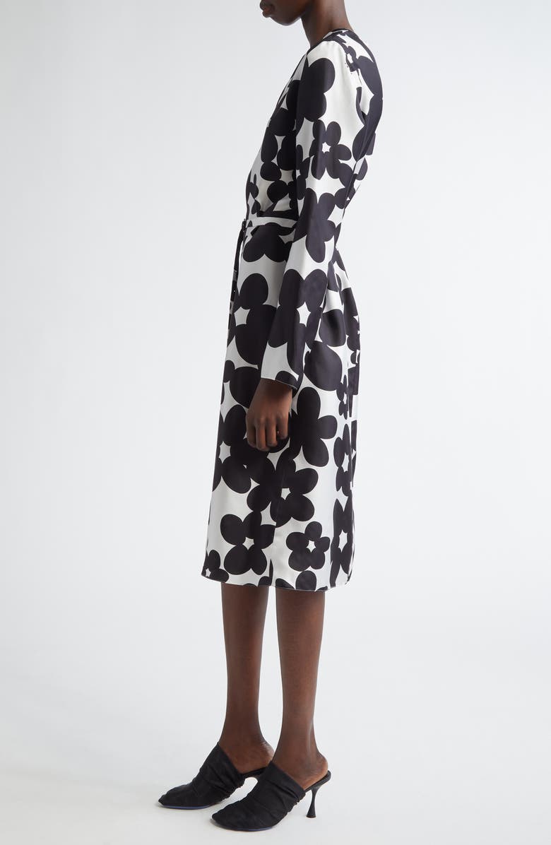 Marni Dililes Floral Long Sleeve Belted Silk Twill Midi Dress, Alternate, color, 