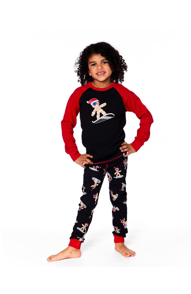 Deux par Deux Two-Piece Organic Cotton Pajama Set Cookie, Alternate, color, Black