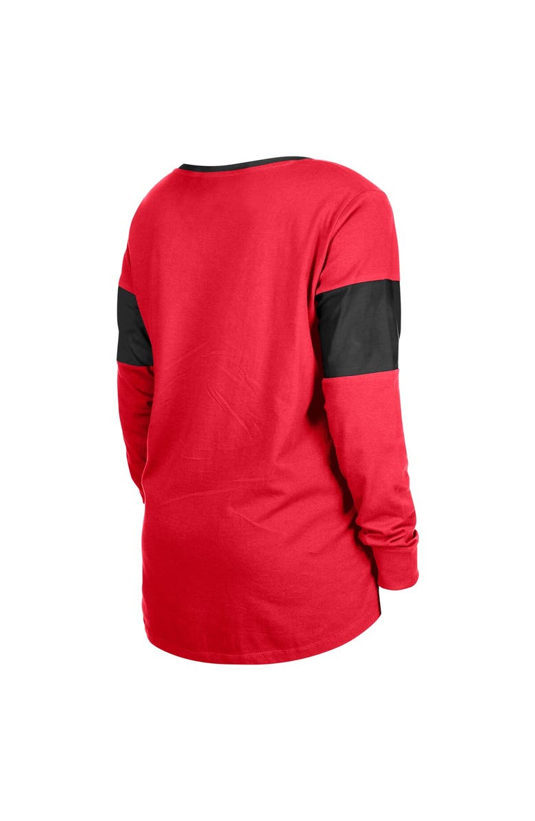 New Era Women's New Era Scarlet San Francisco 49ers Lace-Up Notch-Neck Long Sleeve T-Shirt, Alternate, color, Scarlet