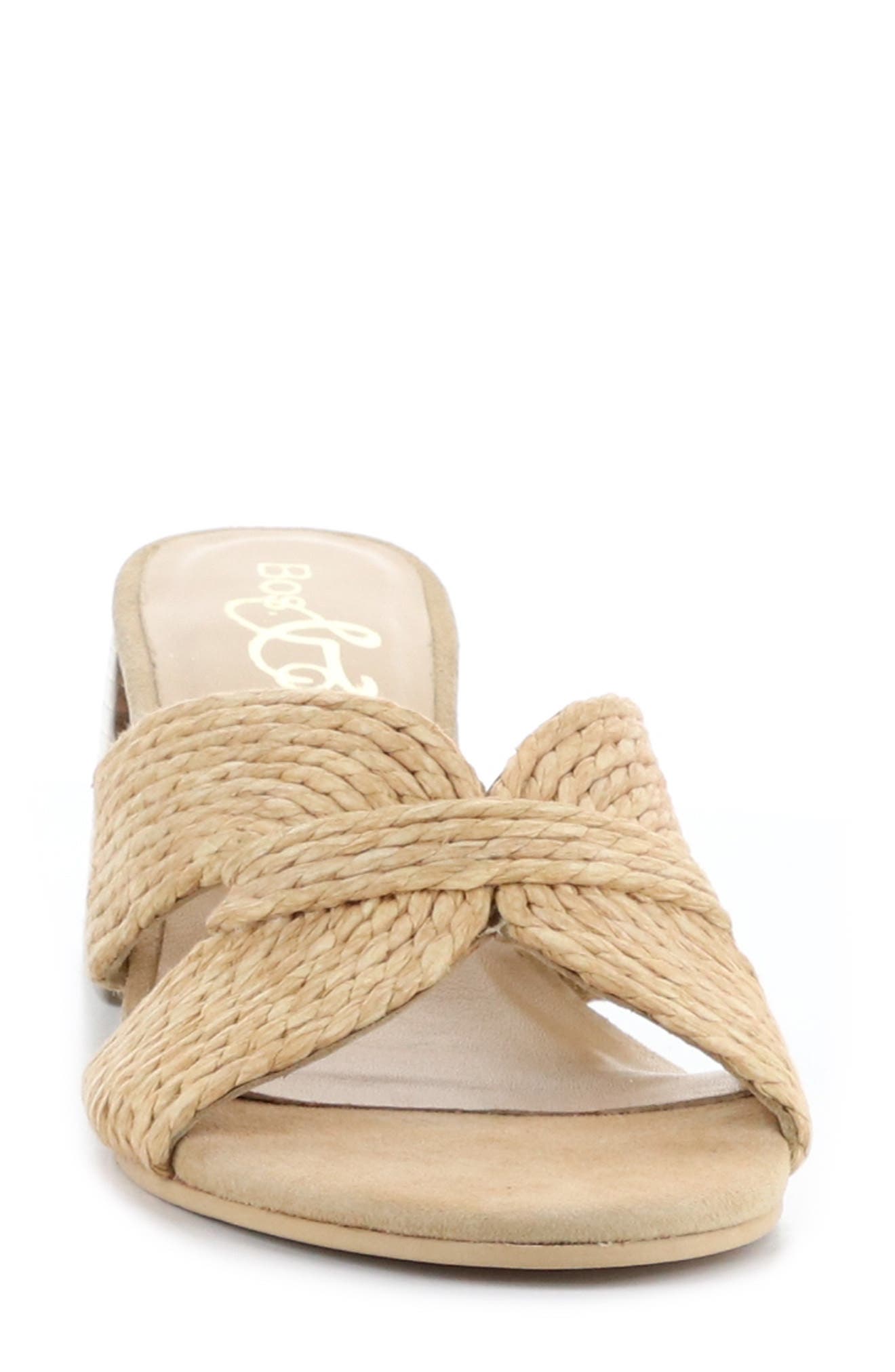 Bos. & Co. Gessa Block Heel Slide Sandal, Alternate, color, Natural Rafia/Suede