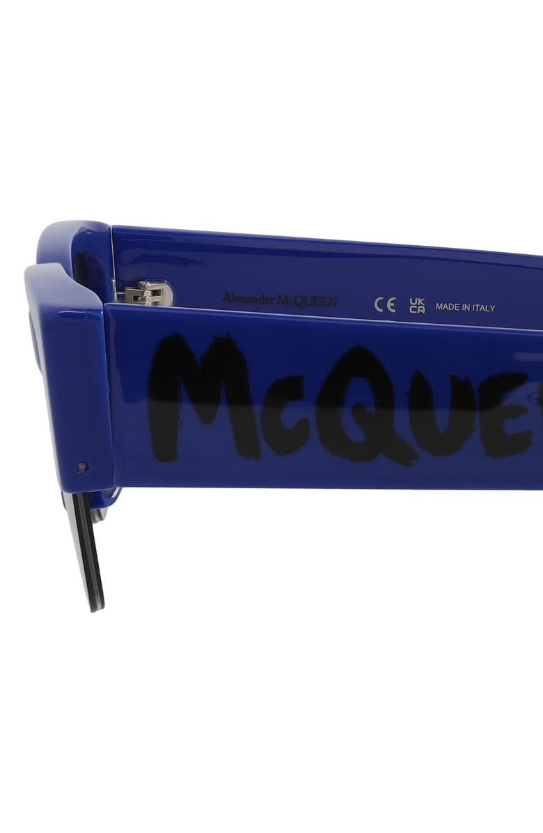 McQueen 54mm Rectangle Sunglasses, Alternate, color, Blue Blue Silver