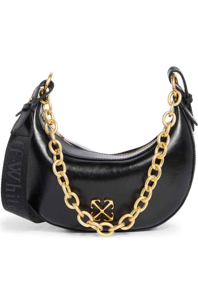 Off-White Hemisphere Leather Hobo Bag, Main, color, Black