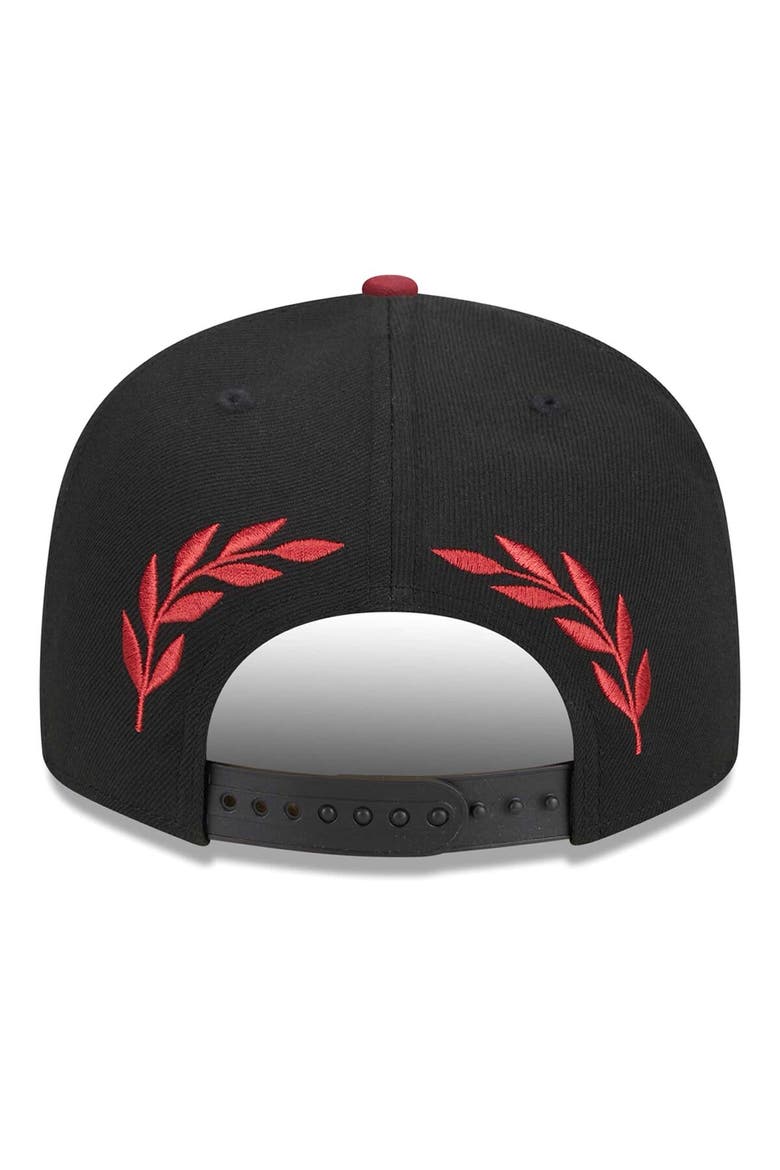 Men's New Era Black Cleveland Cavaliers Back Laurels 9FIFTY Snapback Hat, Alternate, color, Black