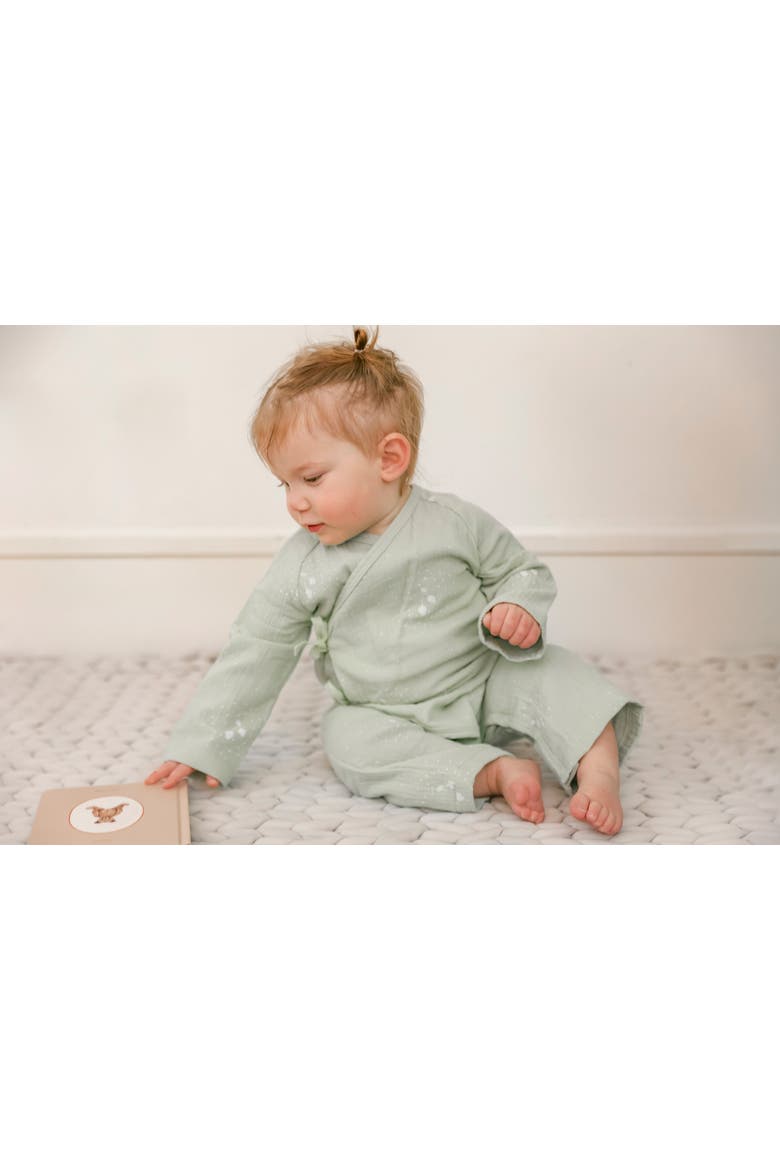 Strawberry Wrap Muslin Romper, Alternate, color, Mint