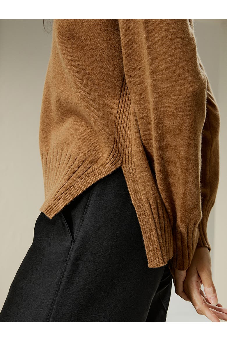 Women's Crew Neck Cashmere Sweater, Alternate, color, Brown