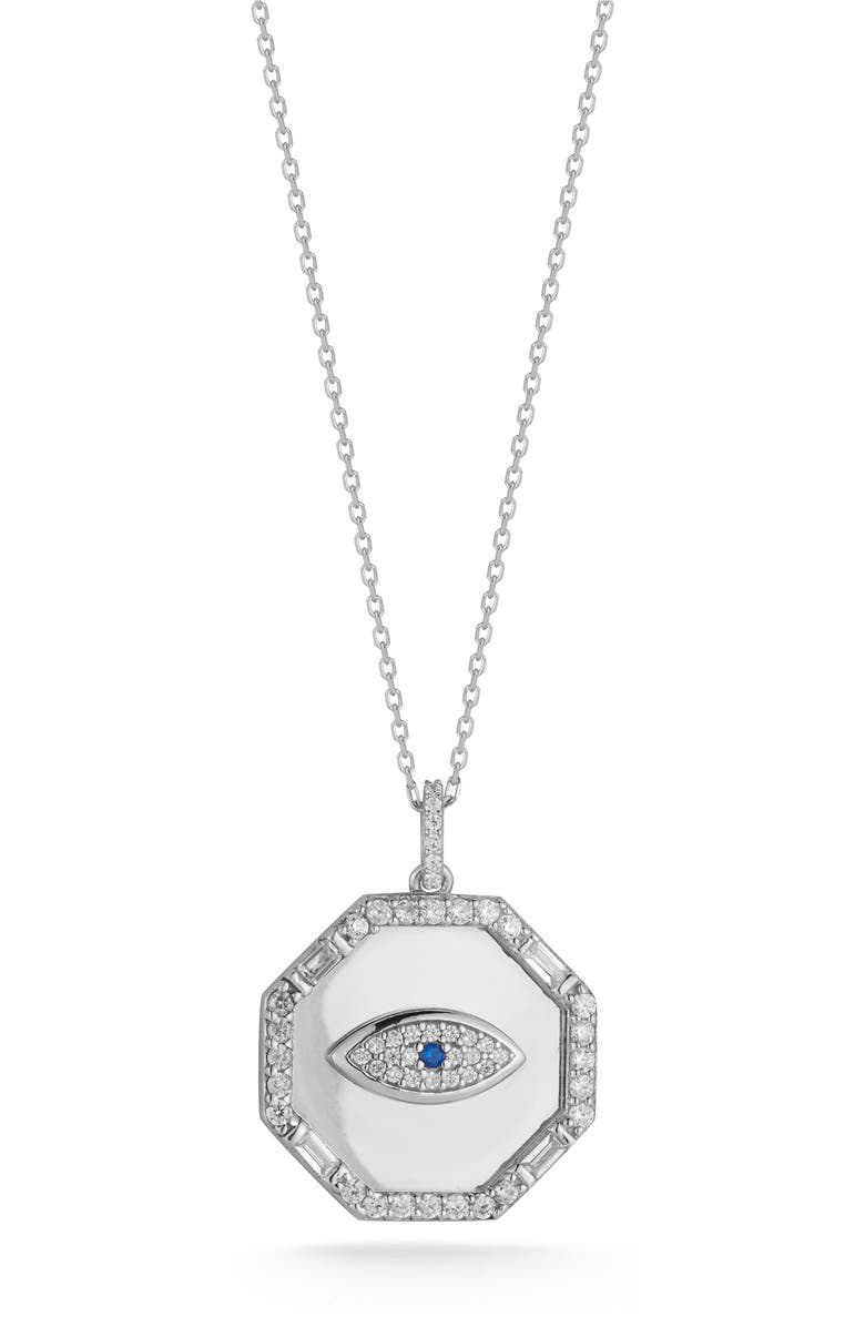 CHLOE AND MADISON Evil Eye Pendant Necklace, Main, color, Silver