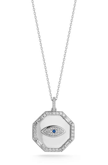 Chloe & Madison Chloe And Madison Evil Eye Pendant Necklace In Metallic