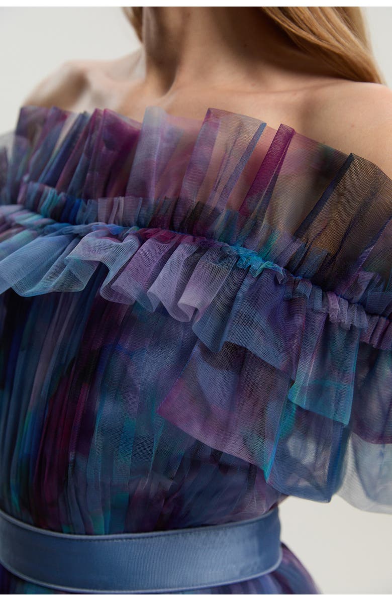 Karen Millen Floral Tulle Off Shoulder Maxi Dress, Alternate, color, Floral