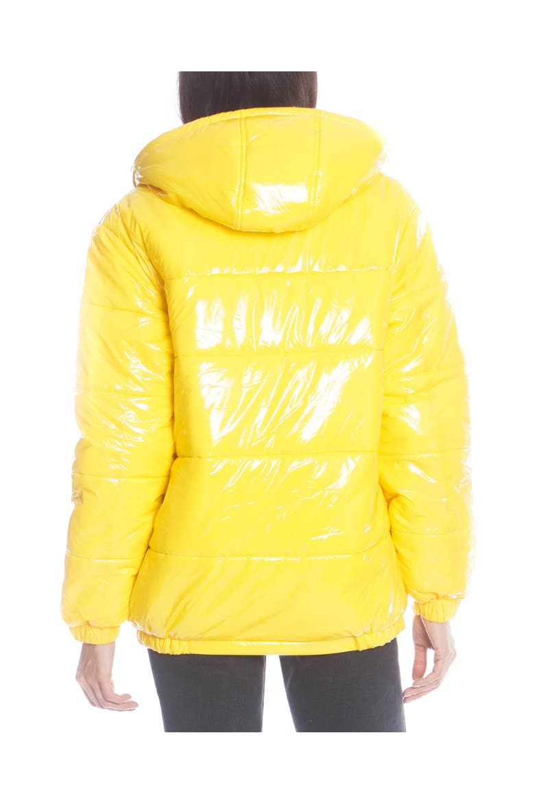 Women's Hi-Shine Chevron Quilt Puffer with Nickelodeon Mashup Print Lining Jacket, Alternate, color, Yellow
