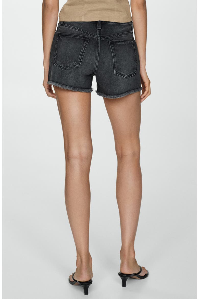 Frayed High Waist Denim Cutoff Shorts, Alternate, color, BLACK DENIM