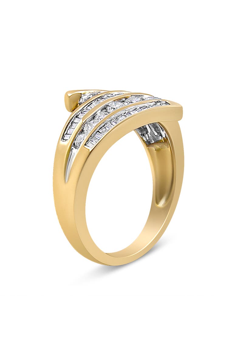 10K Yellow Gold 1 Cttw Diamond Multi Row Bypass Ring Band, Alternate, color, Yellow