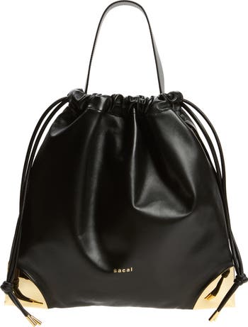 【洗練デザイン】sacai Corner l Drawstring Sacai Corner Metal Leather Drawstring Bag | Nordstrom