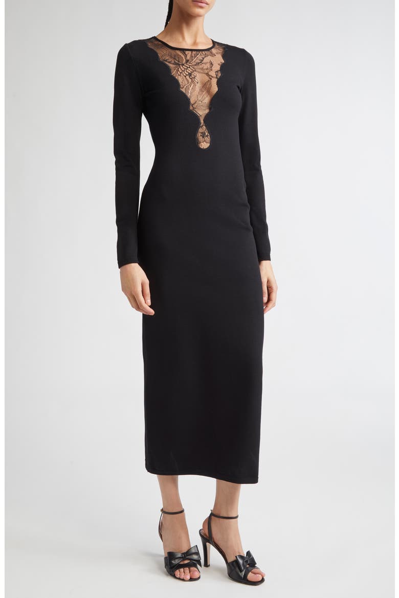 giambattista valli knit dresses Lace Detail Long Sleeve Dress (Women) Maxi dress
