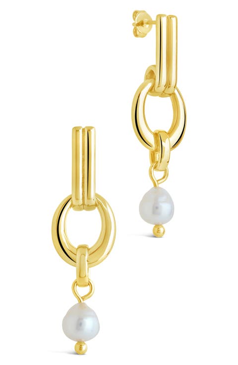 Giselle Freshwater Pearl Door Knocker Drop Earrings