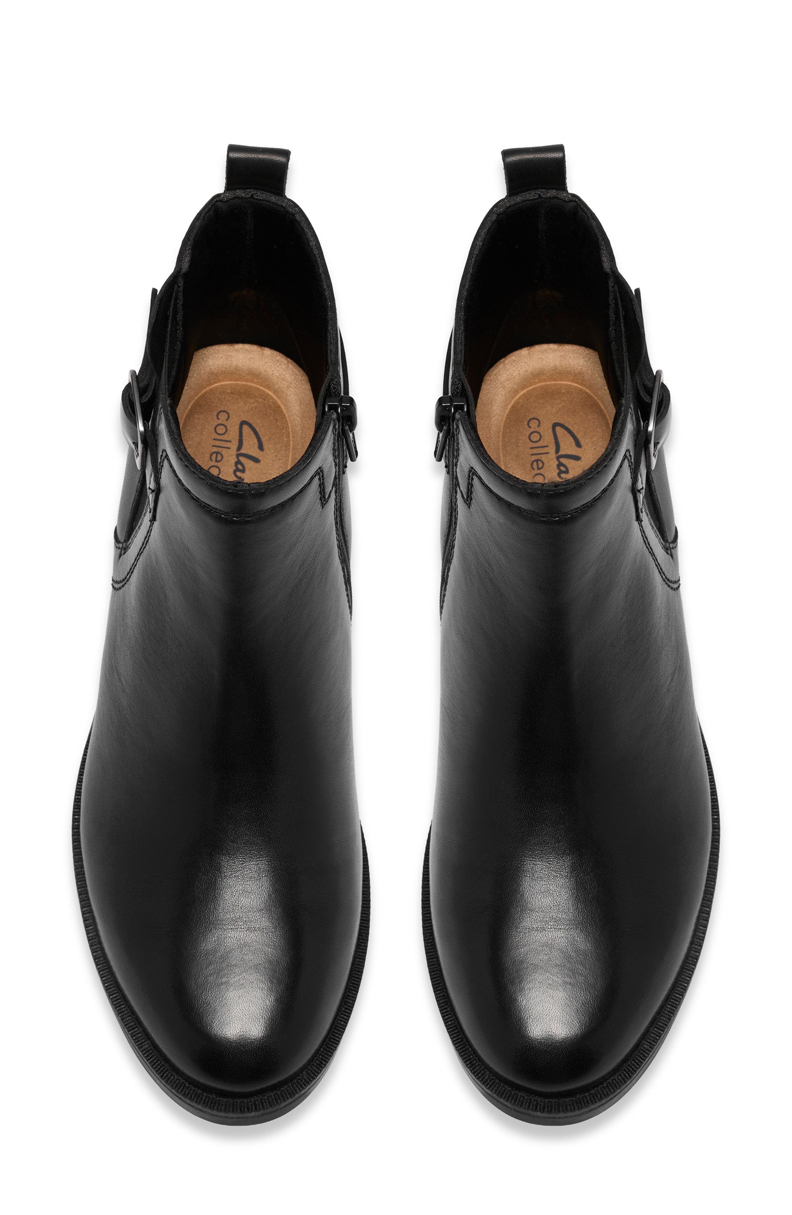 Adalynn West Leather Bootie, Alternate, color, BLACK