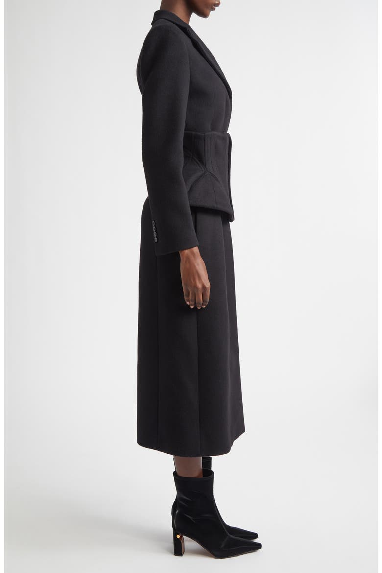 Long Cashmere & Wool Corset Coat, Alternate, color, BLACK