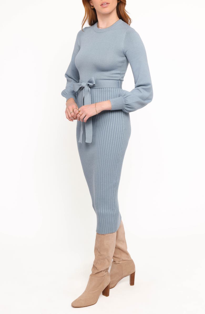 Petal & Pup Helena Long Sleeve Midi Sweater Dress, Alternate, color, Blue