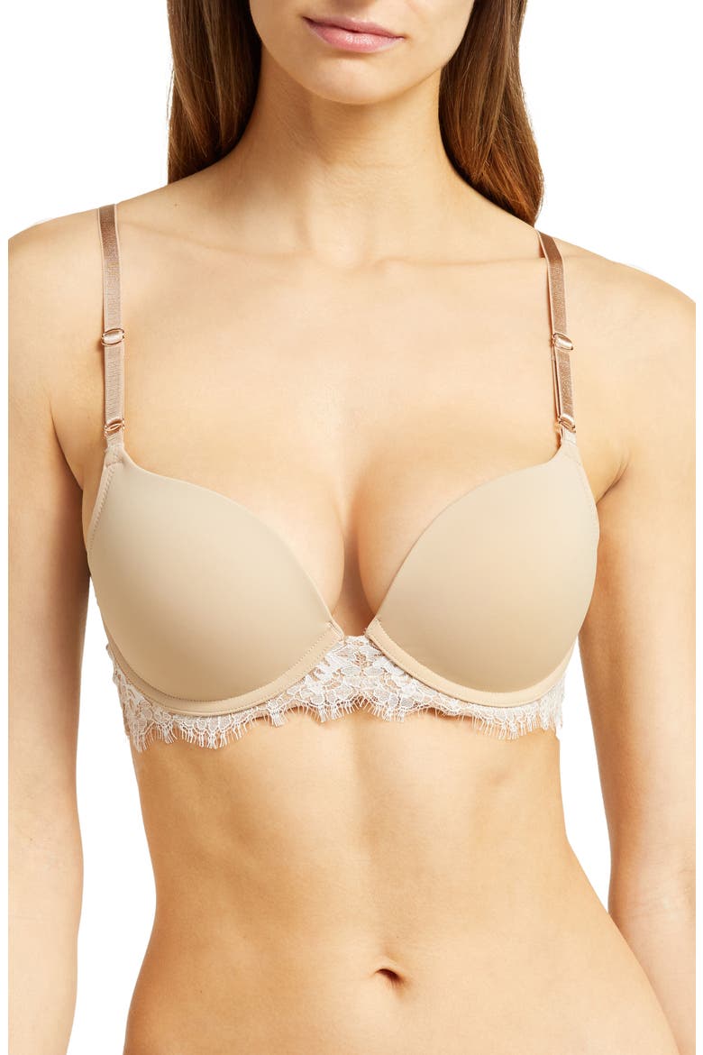 Entice Lace Push-Up Bra, Main, color, NYLON/ WHTE