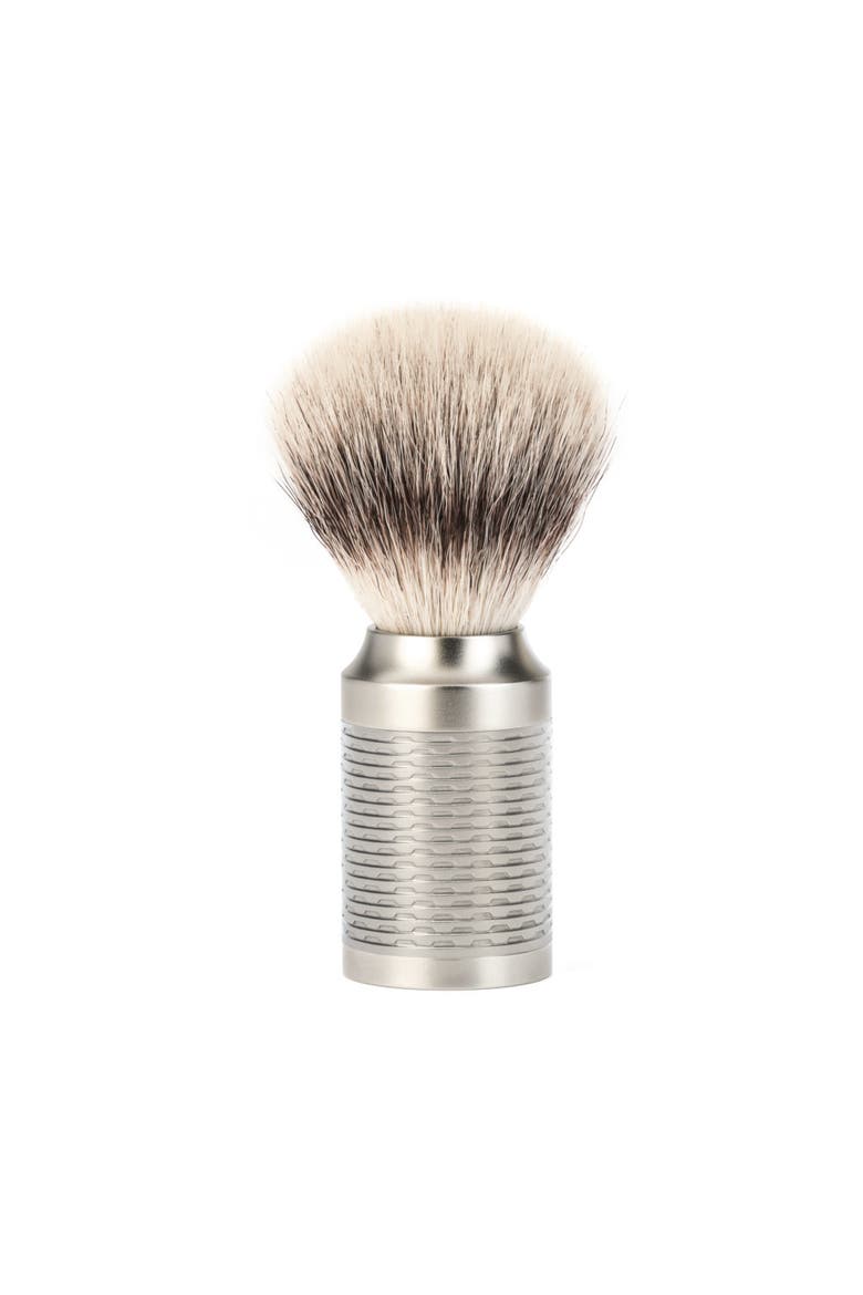 Rocca Pure Matt Stainless Steel Silvertip Fiber Shaving Brush, Main, color, Silver