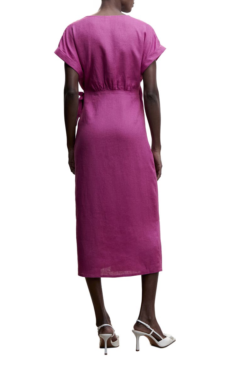 Wrap Bodice Linen Dress, Alternate, color, PURPLE