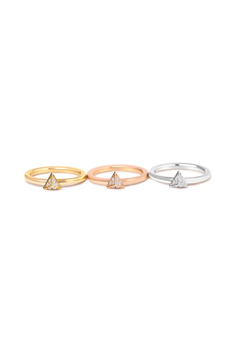 14K Tri Color Gold 1/3 Cttw Diamond Stackable Band Ring Set, Alternate, color, Yellow