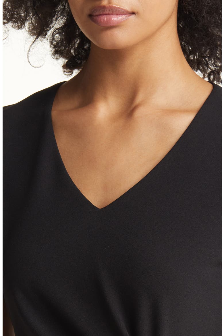 Stretch Crepe Side Knot Dress, Alternate, color, BLACK