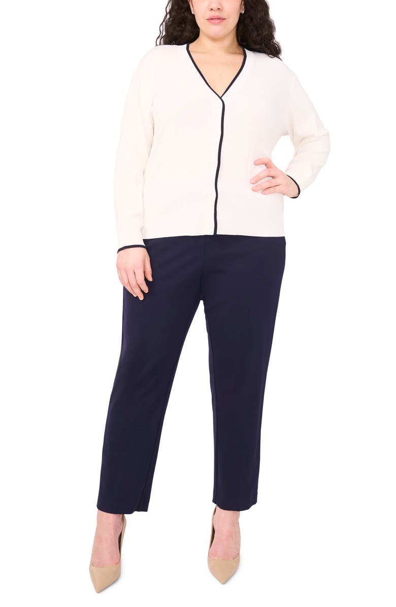 Halogen<sup>®</sup> Tipped V-Neck Cardigan, Alternate, color, New Ivory