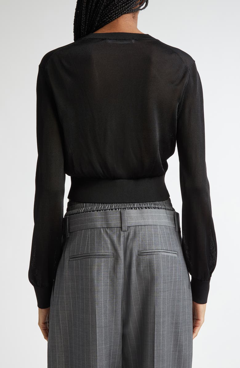 Alexander Wang Logo Embroidered Crop Cardigan, Alternate, color, 