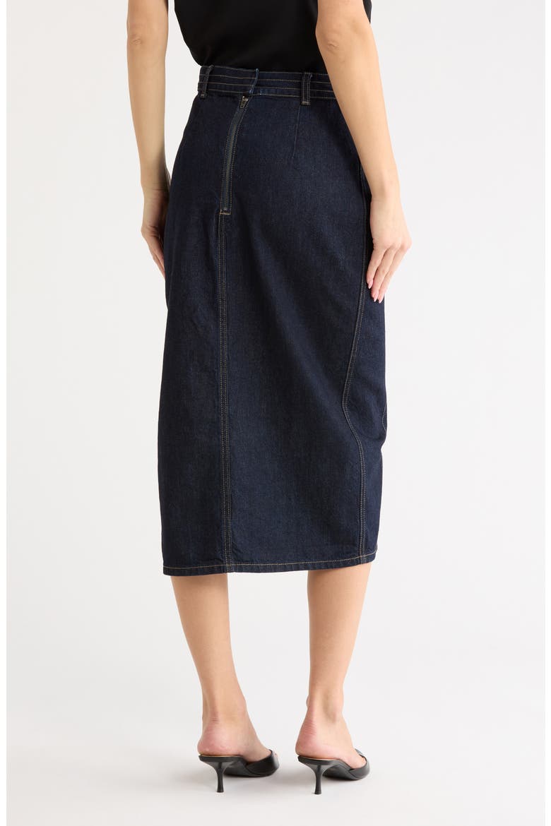 Seamed Denim Midi Skirt, Alternate, color, DARK STONE