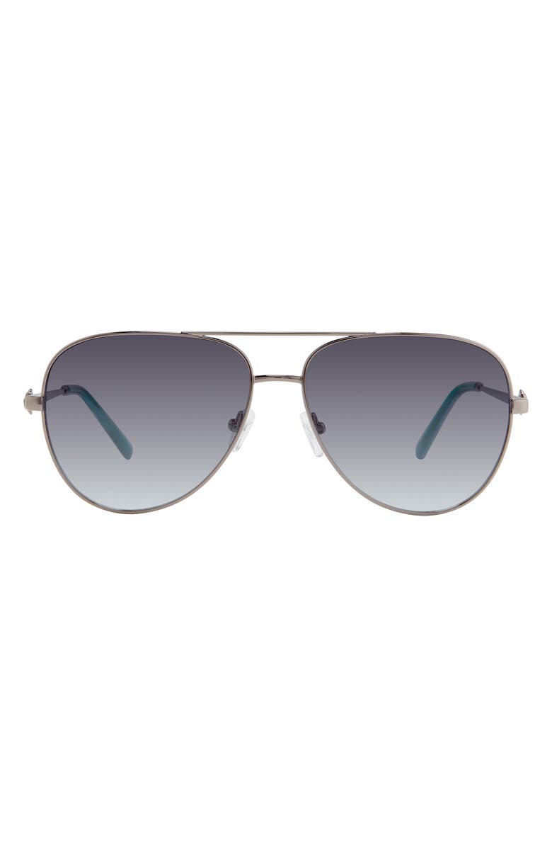 Kurt Geiger London 62mm Pilot Sunglasses, Main, color, Dark Ruthenium/ Grey Azure