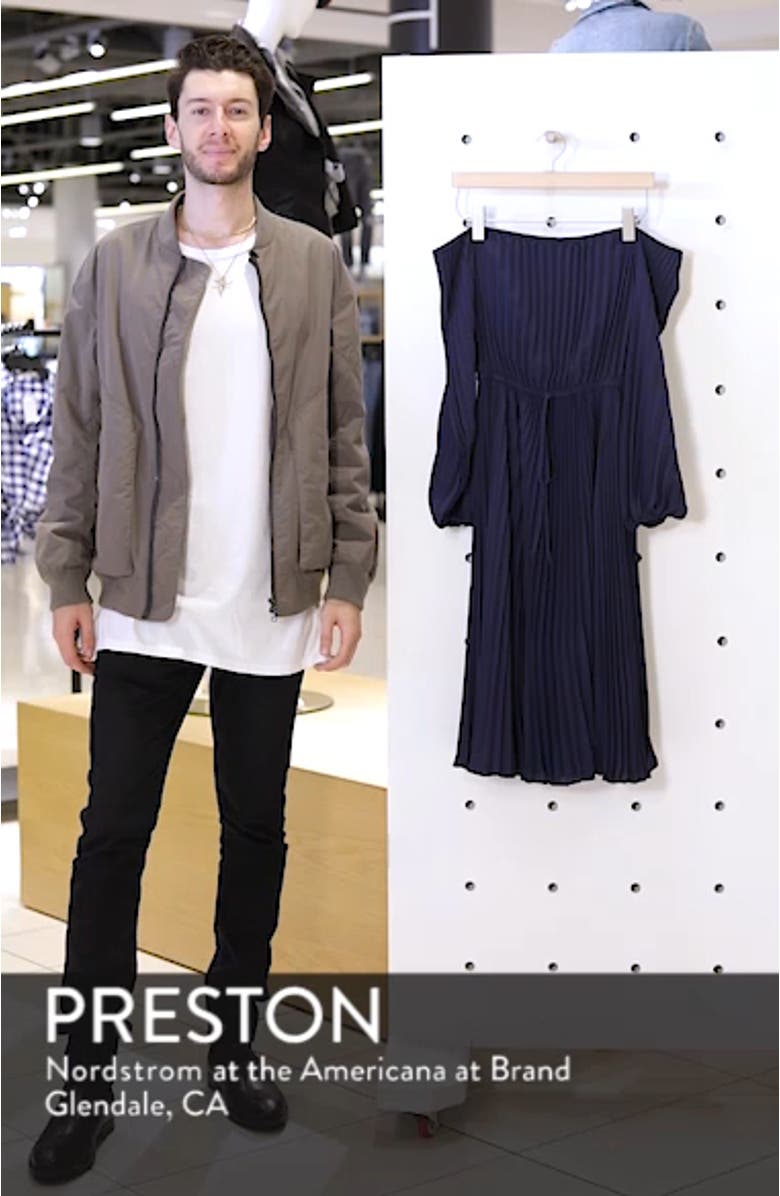 Elise Off the Shoulder Pleated Georgette Dress, sales video thumbnail