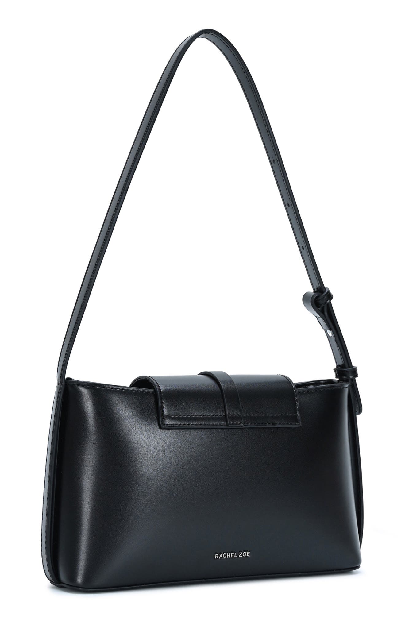 Faux Leather Shoulder Bag, Alternate, color, BLACK