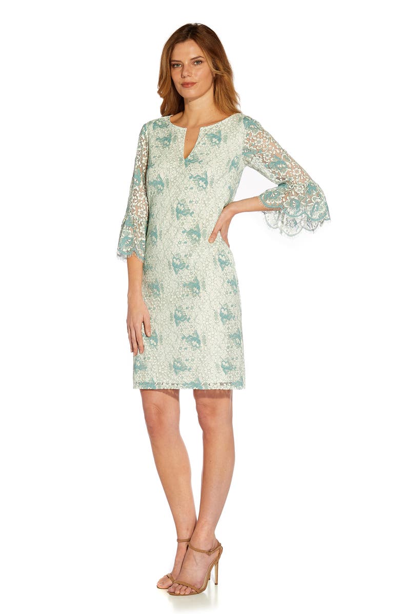 Adrianna Papell Lace Bell Sleeve Shift Dress, Alternate, color,