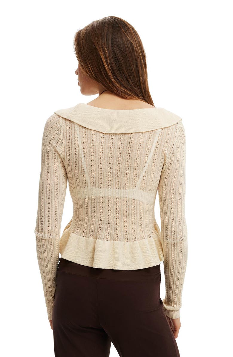 Cotton On Women's Ruffle Knit Cardi, Alternate, color, Honey Cream