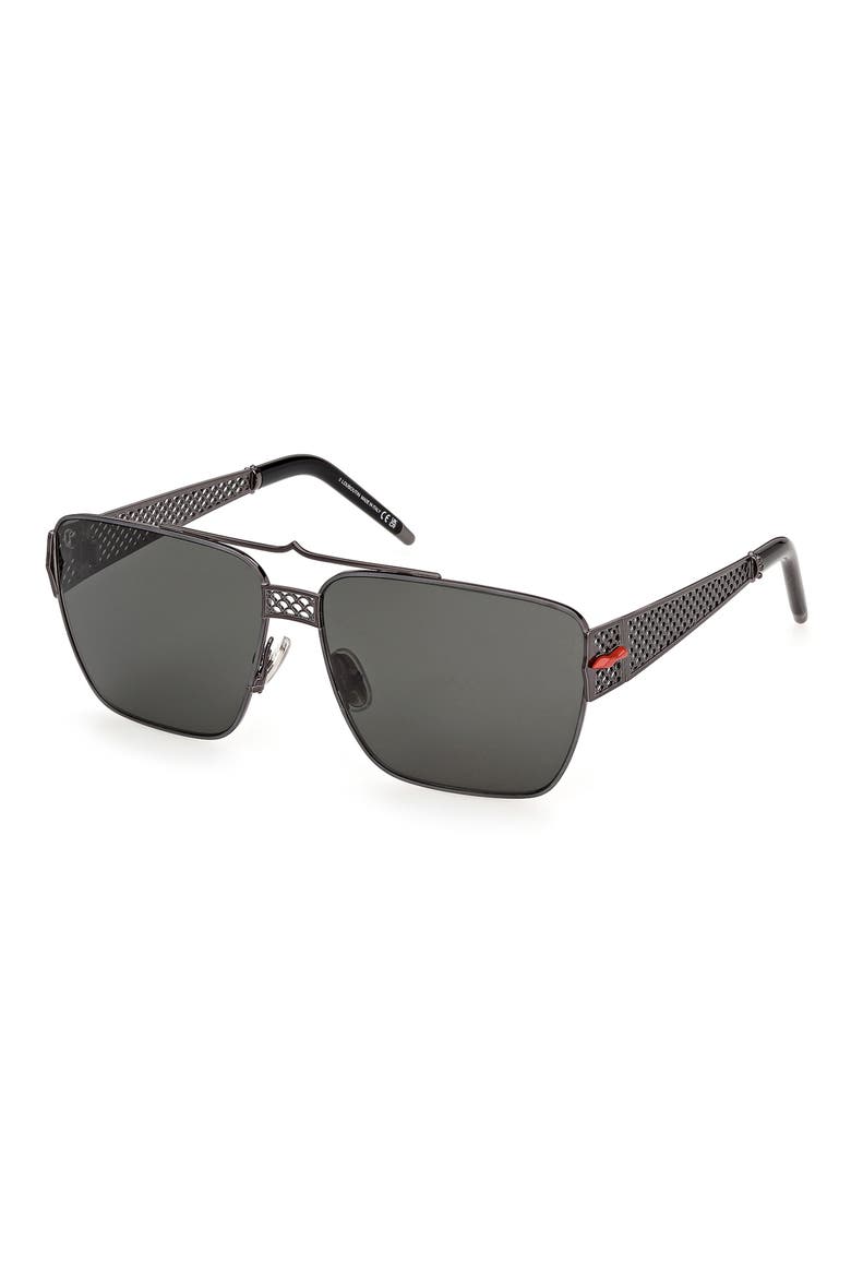 60mm Square Sunglasses, Alternate, color, SHINY GUNMETAL / SMOKE