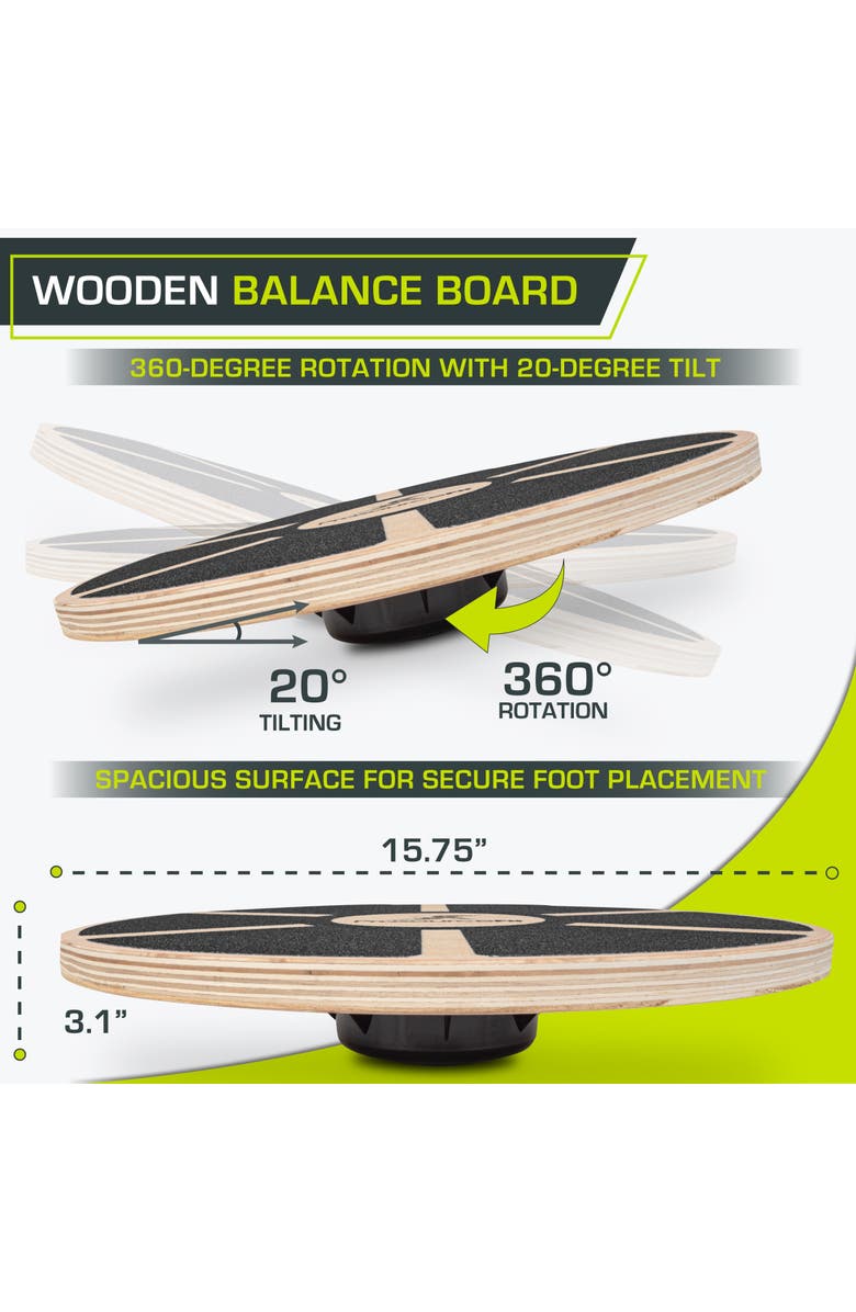 ProsourceFit Wooden Balance Board, Alternate, color, 