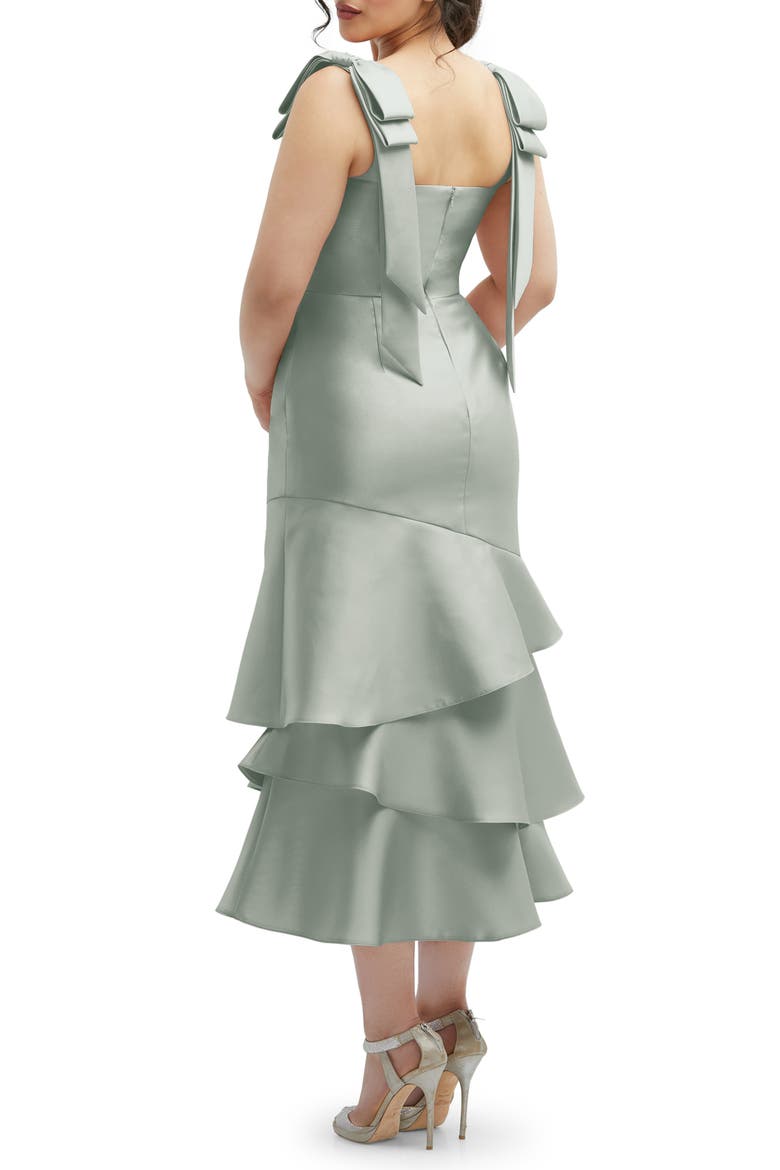 Layered Ruffle Tie Strap Satin Midi Dress, Alternate, color, WILLOW