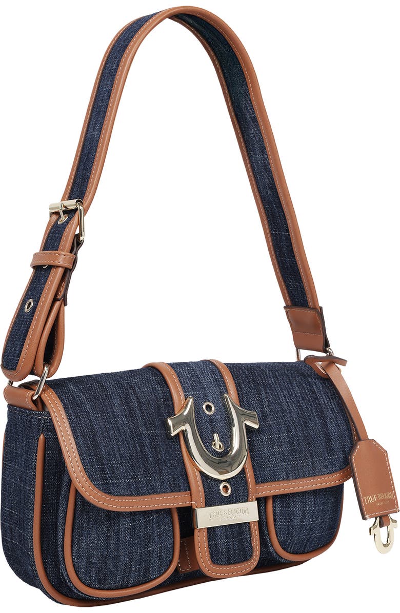 True Religion Double Pocket Denim Satchel, Alternate, color,