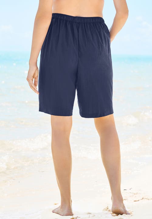 Swim 365 Taslon® Cover Up Board Shorts With Built-in Brief In Black